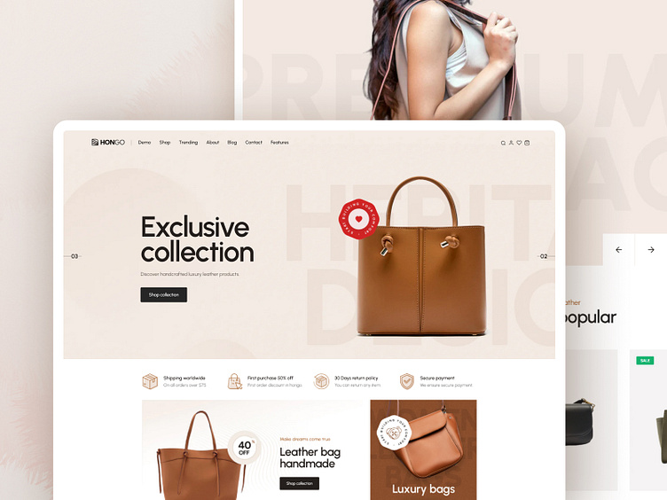 Hongo - Multipurpose Shopify Theme - Leather Store by LinkSture on Dribbble