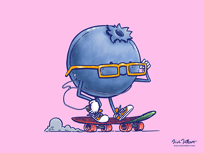 The Blueberry Skater blueberry cruising fruit illustration illustrator playlist skateboard skateboarding skater summer sunglasses