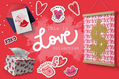 This is love collection art colorful design draw fabric fashion graphic design heart illustration kis lips love pattern valentines day