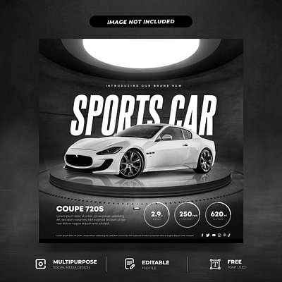 Pure Elegance Unleashed: White Coupe Social Media Template high end car visuals