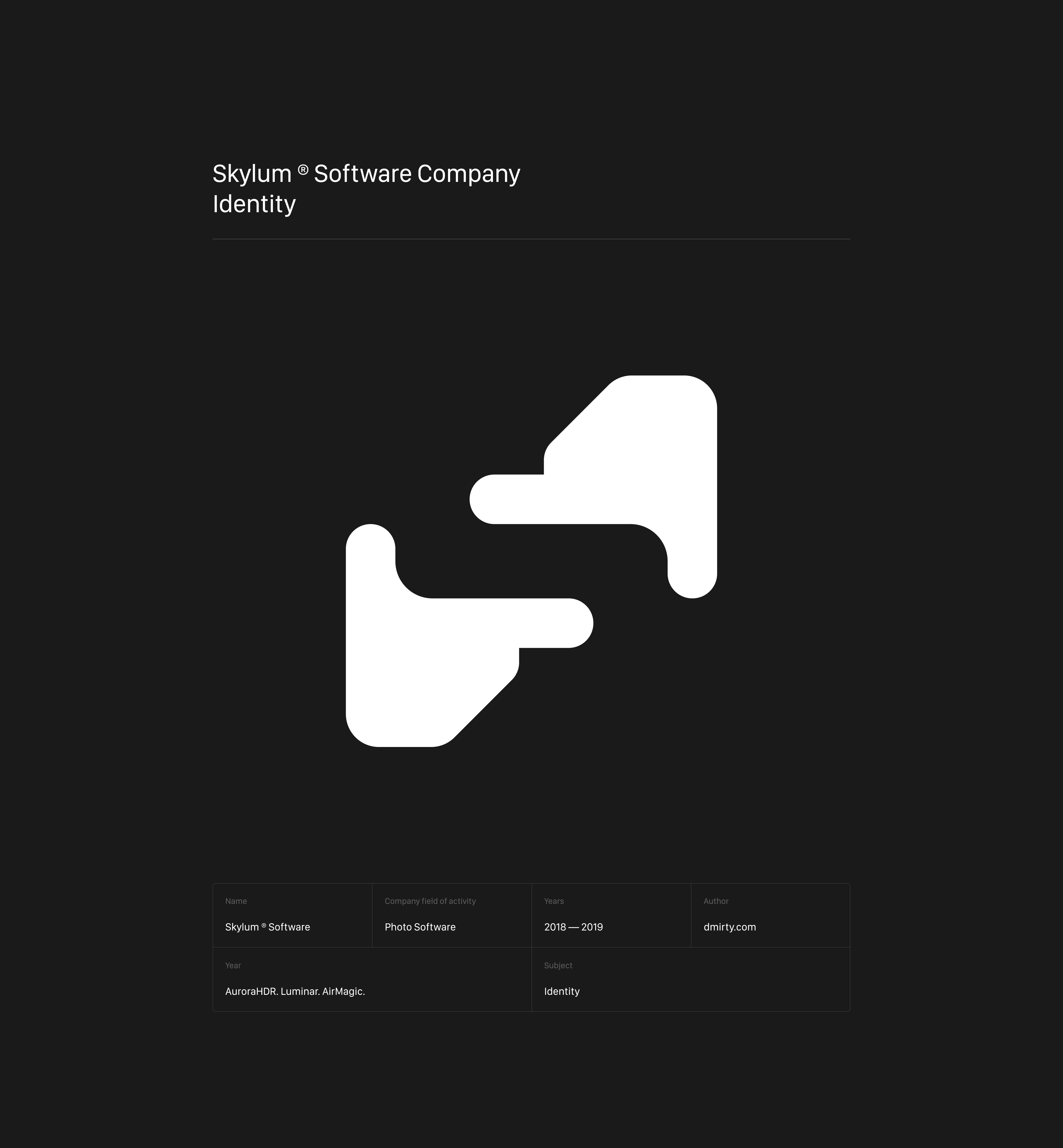 Skylum ® Software ⨲ Logotype branding graphic design identity photo skylum