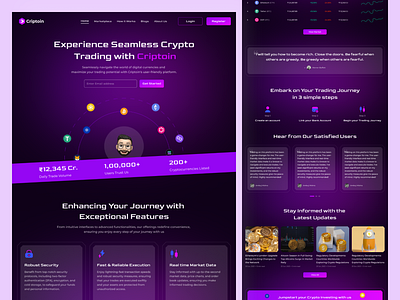 Criptoin - Crypto Investing Website UI/UX Design adobe xd crypto landing page crypto website figma finance website design investing website landing page nft website ui design ux design web design website design