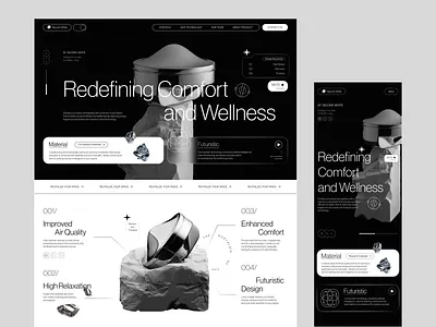 Organic Materials Factory Website black and white brand design branding comfort factory website homepage landing page minerals minimal organic materials website plant website refined materials saas website startup ui ux webdesign wellness