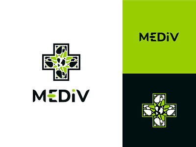 MEDiV Logo Design brand brand identity branding design graphic design health herbal illustration logo logo design logo pattern med medical meds minimalist logo pattern plus