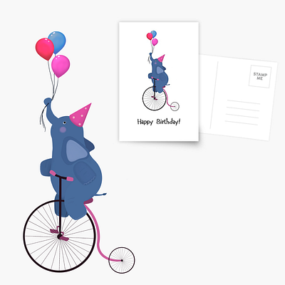 Elephant with baloons design digital illustration graphic design illustration