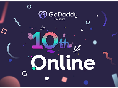 10 years of .online domain, anniversary logo design 10 10th 3d aniversary birthday business celebration design godaddy graphic design illustration letter mark logo online tld top level domain typography vector web hosting years