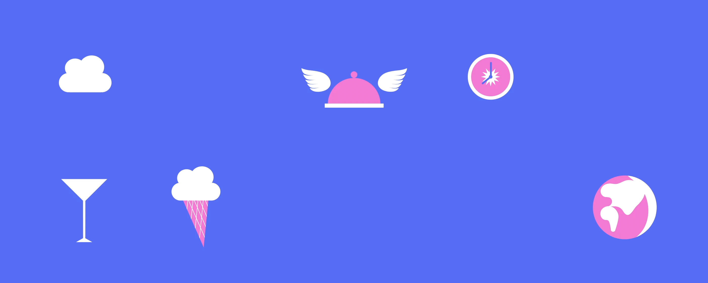 Space Café. Animated Icon Set Design. animation app branding cafe delivery design gif graphic design ice cream icon icon set icons illustration moon pizza restaurant reviews sky ui vector