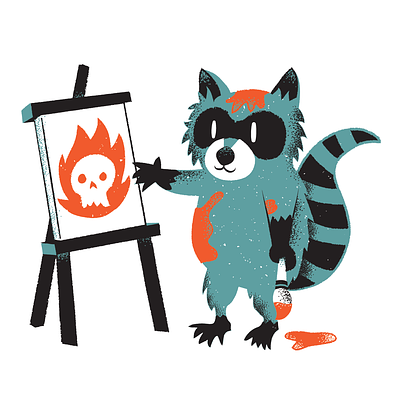 I made this... art editorial editorial illustration illustration painting raccoon art racoon share texture