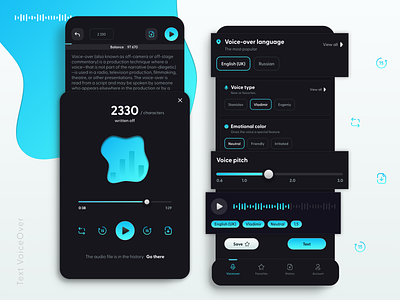 Text VoiceOver App Design app design interface design mobile app music player ui design ui ux user experience user interface ux design voice over