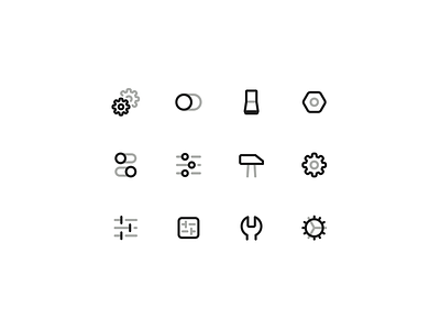 Settings Icons 16px 18px bicolor cog configuration control duotone gear icon icons mini minimal options preferences settings tools