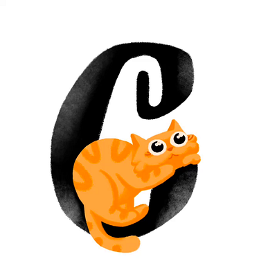 Letter C 36daysoftype animation cat character design ginger illustration orange pet procreate procreate app