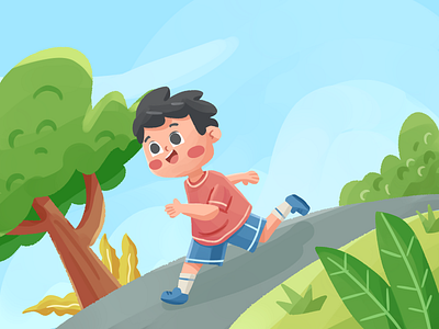 Running in the Morning Children's Book Illustration books children childrens book childrens illustration illustration kidlit illustration kids kids illustration medibang story