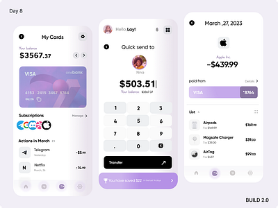 Onebank - Online Banking App Concept build designdrug watchmegrow design designchallenge figma ui uiux