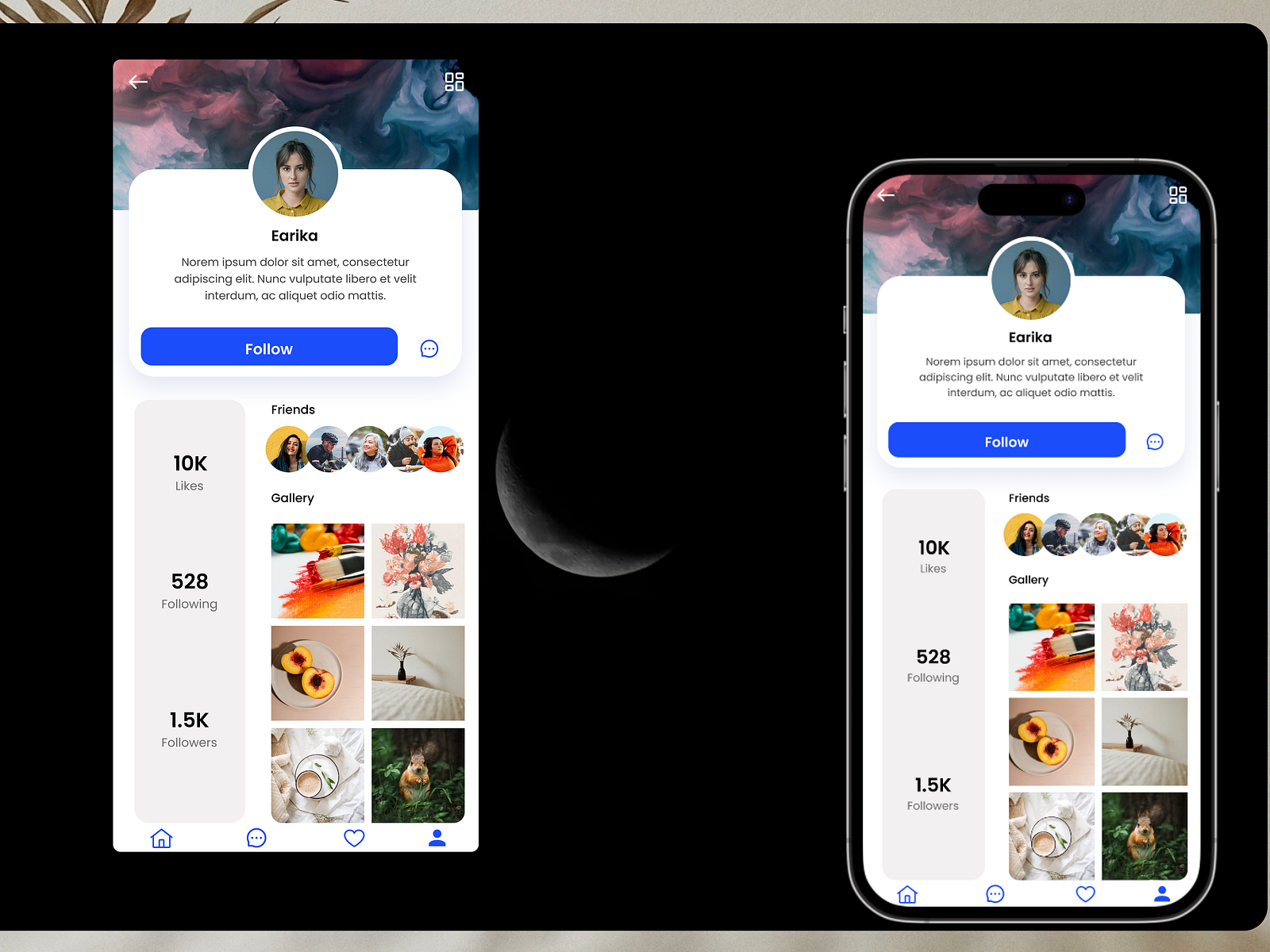 user profile ui design mobile