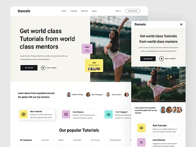 Dance Tutorial Website Concept android app design app app design dance website dashboaard design graphic design illustration ui ux visual design web app web design web design concept website