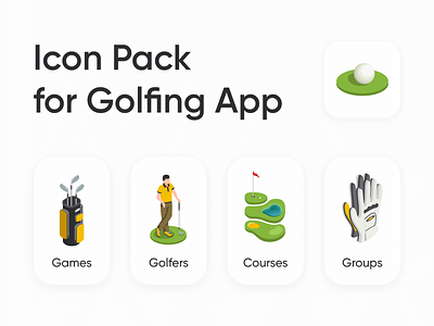 Icons for Golfing App adobe app art branding cards design designer game golf graphic design green icons illustration logo mobile modern pack ui vector yellow
