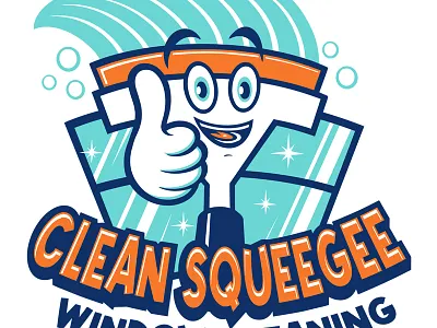 Clean Squeegee logo character design illustration logo