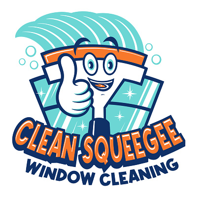Clean Squeegee logo character design illustration logo