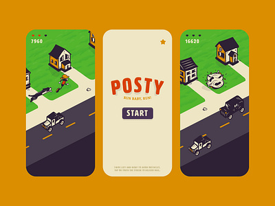 Posty Run - Illustrations & App 1920s app branding design flat graphic design illustration logo rubber hose simple ui ux vector vintage