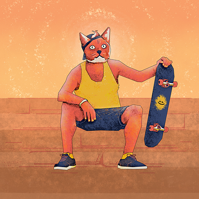 Skate cat illustration