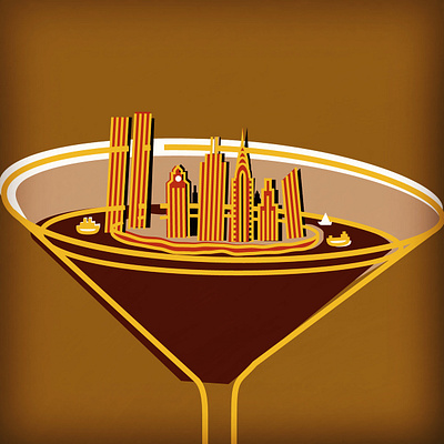 The Manhattan, a classic cocktail. illustration