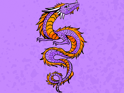 Dragon design dragon illustration orange procreate procreate app purple