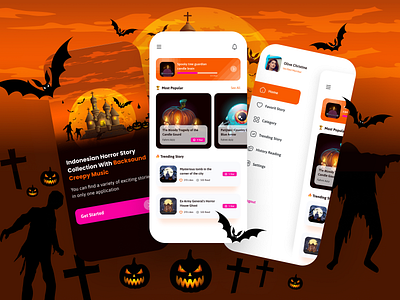 Horror Story App app horror halloween halloween app halloween app design halloween design halloween stories horror horror app horror stories october app stories mobile app ui ui app ui design ui mobile ui stories app uiux