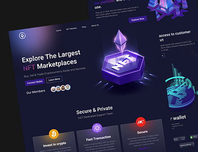 Crypto Currecny Dark Landing Page branding cryto currency dark landing page dark landing page design dark landing page template dark mode landing page dark theme landing page landing page dark landing page dark theme logo motion graphics ui