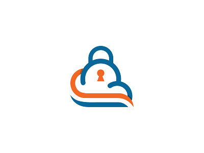 Lock Cloud Logo blue brand branding cloud company design graphic design illustration key lock logo modern orange security simple technology vector