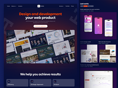 Interface concept for a web studio design landing page ui ui design visual design webdesign