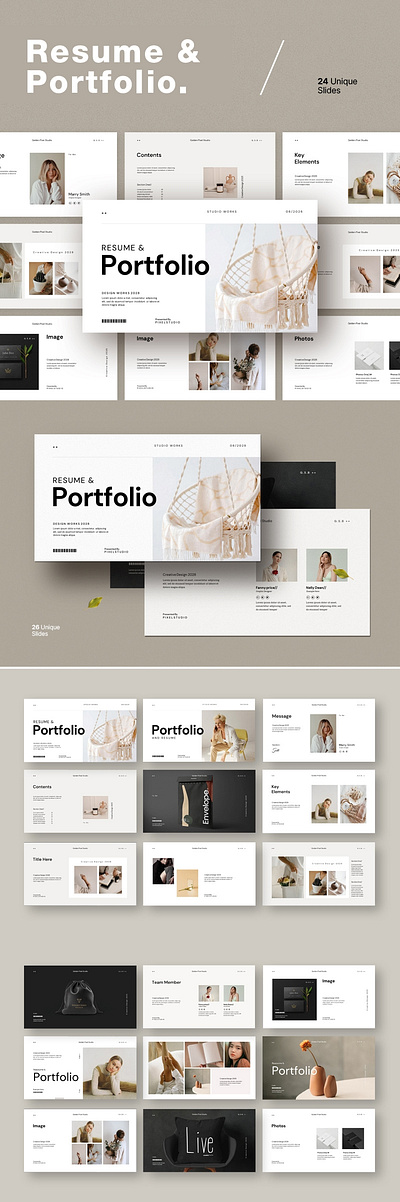 Resume & Portfolio Presentation Template brand branding chart clean corporate design graphic design guideline illustration minimal modern multipurpose portfolio presentation resume template vector