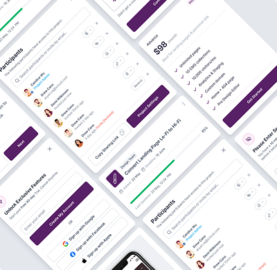 Incredible joy in crafting these minimal UI modals 🤌💫 branding carddesign clean daily ui dailyui design elegant figma latest login minimal modal modals pricing progress project signup trending ui ux