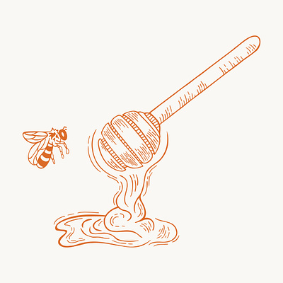 Honey bee & dipper illustration bee beekeeping branding carving dipper honey honey bee illustration illustration art illustrator line art lino logo mark print sweet vector vector art vintage woodcut