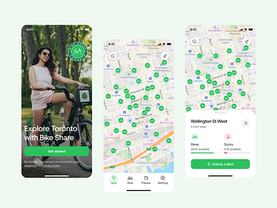 Bike Share App app design bike bike rental bike share mobile design rental toronto ui ui design