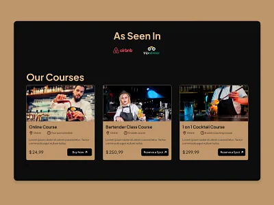 Cocktail School Classes view barman clean cocktail design school ui ux web web design website