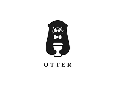 Otter and Coffee Cup Logo Design animal drink flat food graphic design illustration logo minimalist otter restaurant silhouette simple