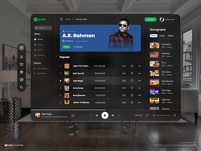 Spotify for Vision Pro | Design Challenge | Day 15/90 build design designdrug pradspective pradyumna product design ui uiux watchmegrow