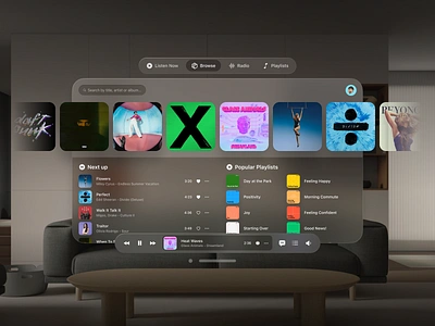 Vision Pro Music Player app ar background blur clean design feature fluent minimal modern music player spatial streaming ui ux vision vision pro visionos vr