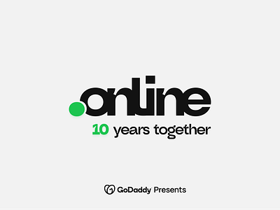 Celebrating 10 Years of .Online – GoDaddy (Logo Design) branding celebration flat godaddy green illustration logo minimal modern online typography vector