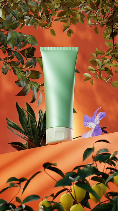 Plastic cosmetic tube 3d blender blender3d branding cosmetic forest graphic design jungle lighting tube