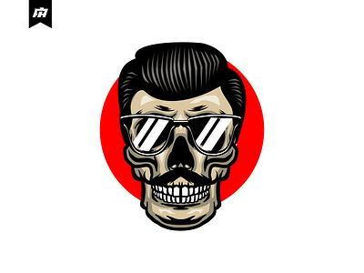Hipster Skull graphic design head hipster logo mascot skull