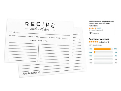 Amazon Product and Listing Design - Recipe Cards