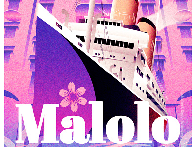 Art Deco in Hawaii - Commercial Art art deco design hawaii illustration malolo ocean liner pink hotel poster royal hawaiian hotel ship travel vintage