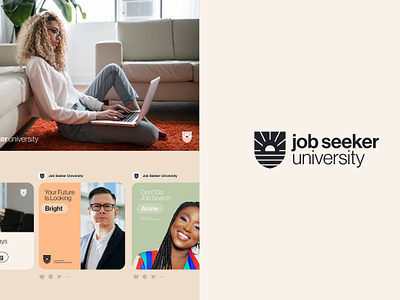 Job Seeker University | Unused Direction app application bold brand branding crest design education elearning learn logo logo design minimal platfrom shield simple startup sun sunrise university