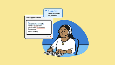 AI Debrief ai artificial intelligence bold bright flat illustration suggestion support tip ui tip vector writer writing