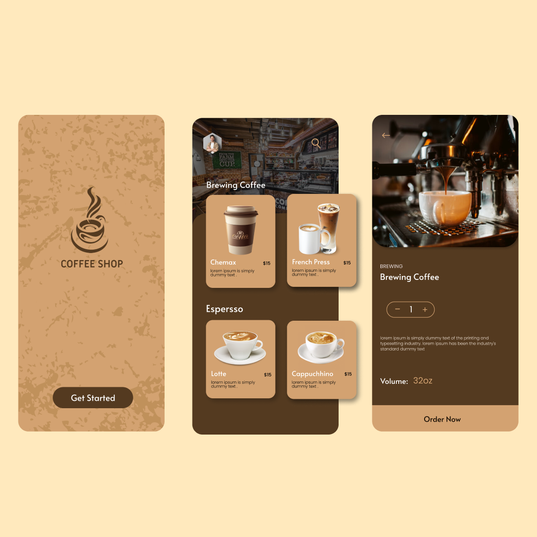 Phone ui design for coffee shop by Kajal Sharma on Dribbble