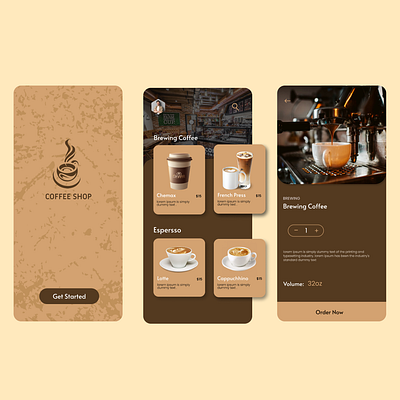 Phone ui design for coffee shop branding graphic design logo motion graphics ui