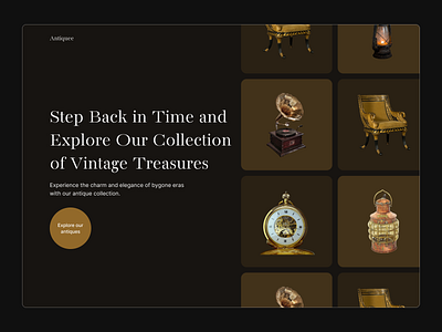 Antiques selling website hero section design ui ux web design