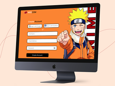 Anime Website Registration Page anime button dailyui design form graphic design login logo signup typography ui ux