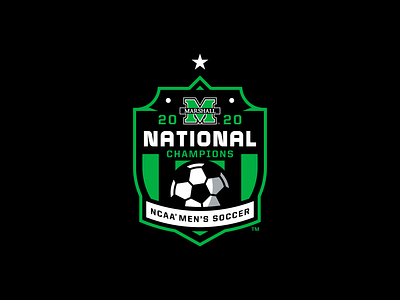 Official Logo for the 2020 Men's Soccer National Champions branding design graphic design logo marshall national champions soccer sports sports logo typography